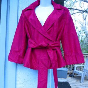 Kay Unger 100% Silk Hot Pink suit top 14 Petite Beautiful